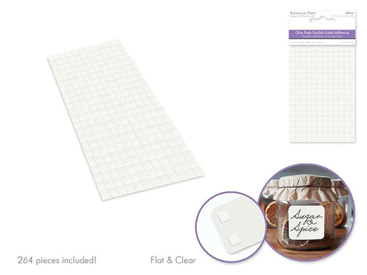 Clear Glue Pads: 1/4" Square 264pc High-Tack Flat Acid free