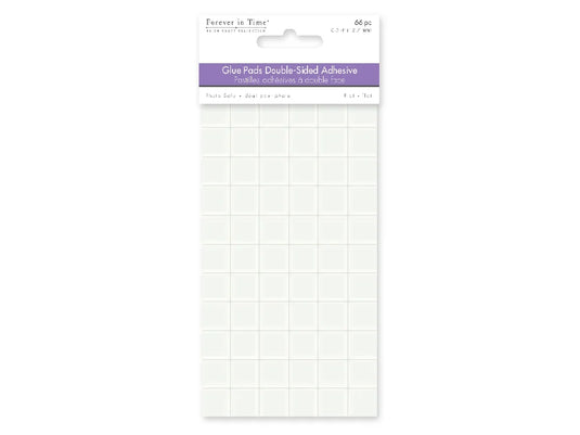 Clear Glue Pads: 1/2" Square 66pc High-Tack Flat Acid free