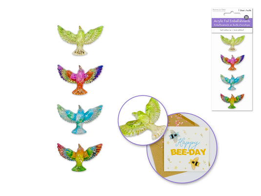 Paper Craft Emb: 3D Acrylic Foil Embellishments Peel-n-Stick C) Magpie