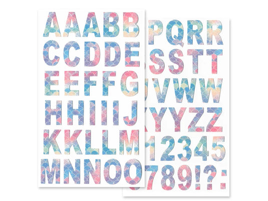 Paper Craft Stickers: 5.75"x9.45" Alpha Glitter 2 Sheets B) Mermaid Pastel