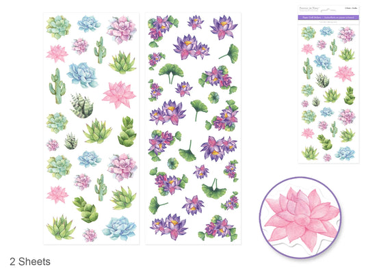 Paper Craft Sticker: 5"x12" 2-Sticker Themed Set F) Succulents