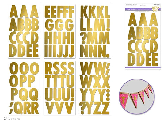 Paper Craft Sticker: 3" Letters 6 Sheets B) Large Caps Gold Metallic