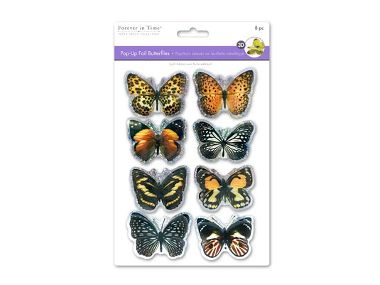 Handmade Stickers: 12cmx17cm 3D Pop-Ups Foil Butterflies 8pc C) Monarch