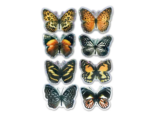 Handmade Stickers: 12cmx17cm 3D Pop-Ups Foil Butterflies 8pc C) Monarch