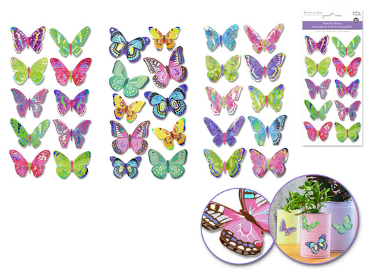 Paper Craft Sticker: 17.5cmx9.5cm 3D Foil Butterflies A) Vivid