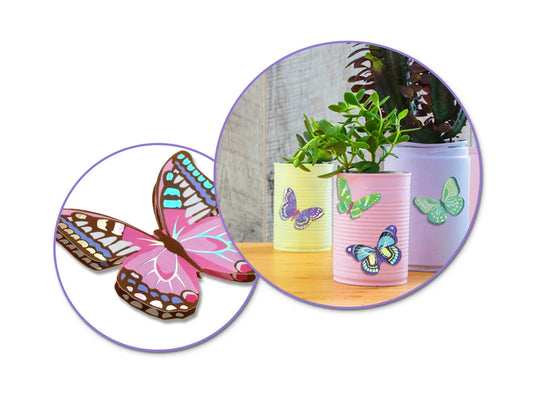 Paper Craft Sticker: 17.5cmx9.5cm 3D Foil Butterflies A) Vivid