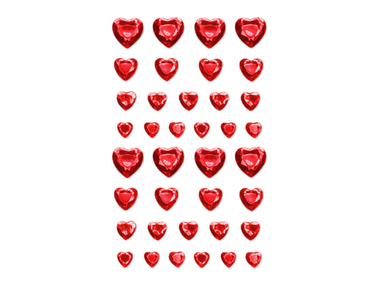 Paper Craft Sticker: 8.9cmx13.7cm Bling Gem Shapes C) Red Hearts