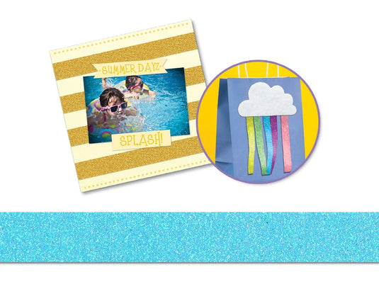 Decorative Craft Tape: 2.2cmx2m Glitter Ribbon Tape C) Pastel