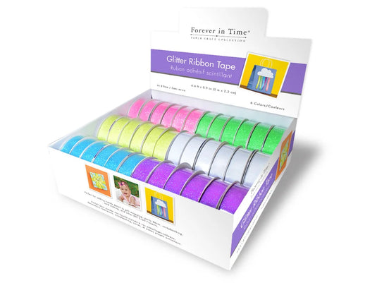 Decorative Craft Tape: 2.2cmx2m Glitter Ribbon Tape C) Pastel