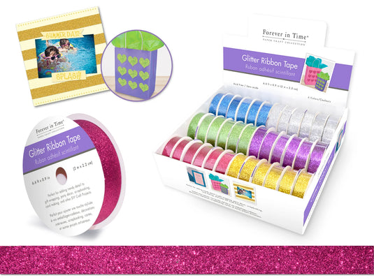 Decorative Craft Tape: 2.2cmx2m Glitter Ribbon Tape A) Glimmer Glam
