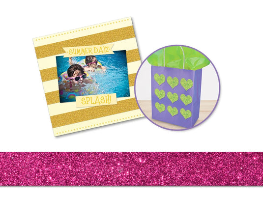 Decorative Craft Tape: 2.2cmx2m Glitter Ribbon Tape A) Glimmer Glam