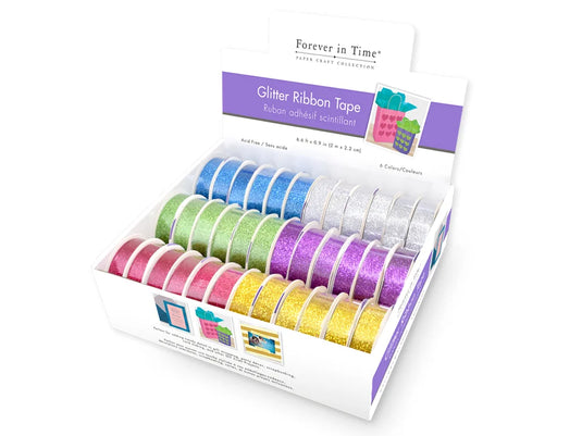 Decorative Craft Tape: 2.2cmx2m Glitter Ribbon Tape A) Glimmer Glam