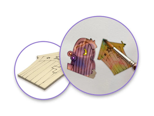 Paper Craft Emb: DIY Mini Wood Laser Cut-Outs x15 A) Fairy Door