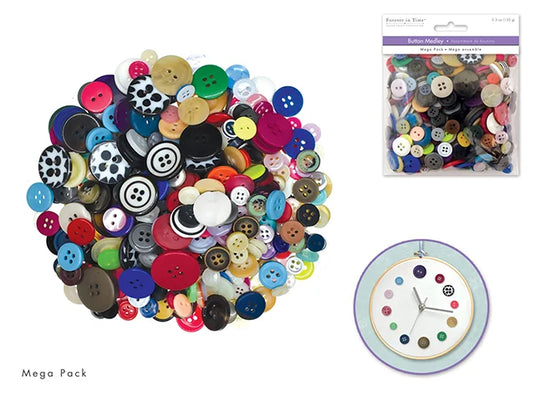 Button Embellishment: 150g Buttons Mega-Pack Medley