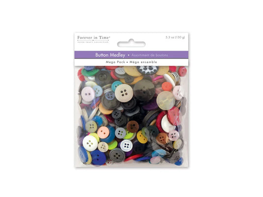 Button Embellishment: 150g Buttons Mega-Pack Medley