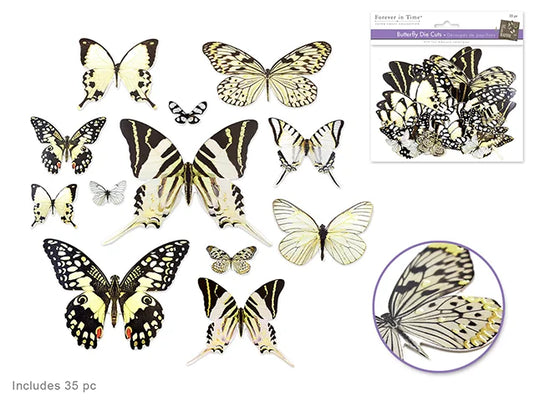 Paper Craft Emb: Butterfly Die Cuts w/Foil Accents D) White