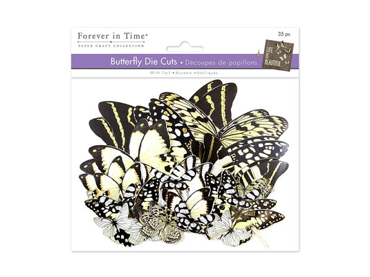 Paper Craft Emb: Butterfly Die Cuts w/Foil Accents D) White