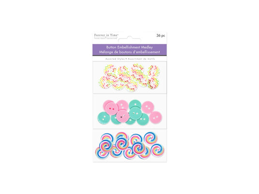 Button Embellishment: Round Pattern Button Medley 36pc 3-Tier B) Pinwheel