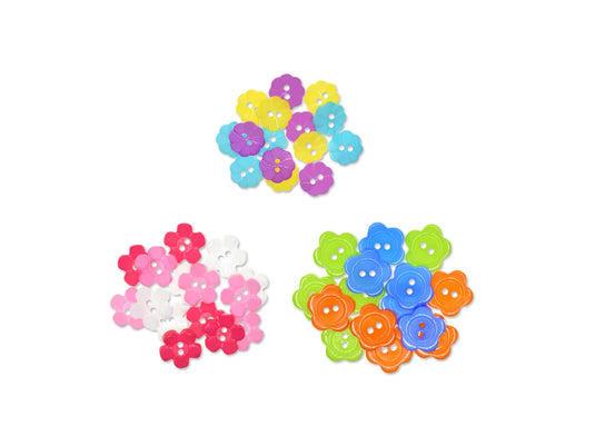 Button Embellishment: Plastic Button Medley 45pc 3-Tier B) Flowers