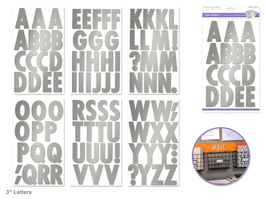 Paper Craft Sticker: 3" Letters 6 Sheets A) Large Caps Silver Metallic