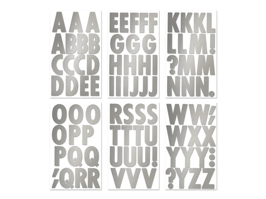 Paper Craft Sticker: 3" Letters 6 Sheets A) Large Caps Silver Metallic