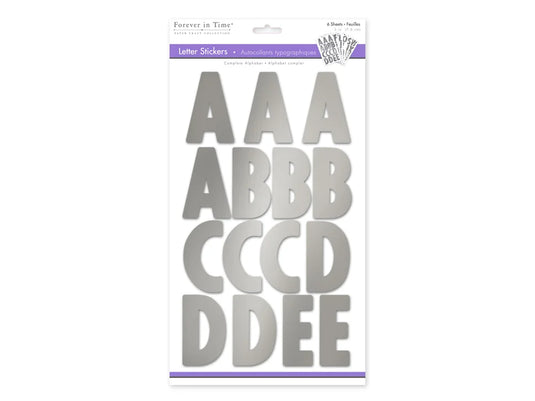Paper Craft Sticker: 3" Letters 6 Sheets A) Large Caps Silver Metallic