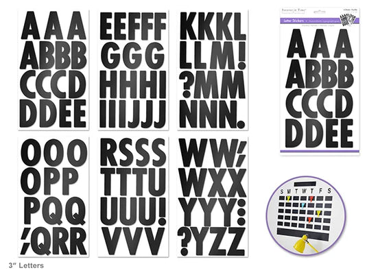Paper Craft Sticker: 3" Letters 6 Sheets C) Large Caps Black Glossy