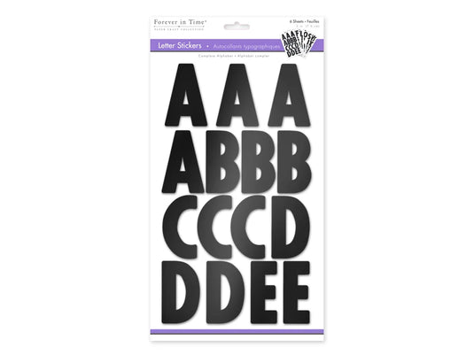 Paper Craft Sticker: 3" Letters 6 Sheets C) Large Caps Black Glossy
