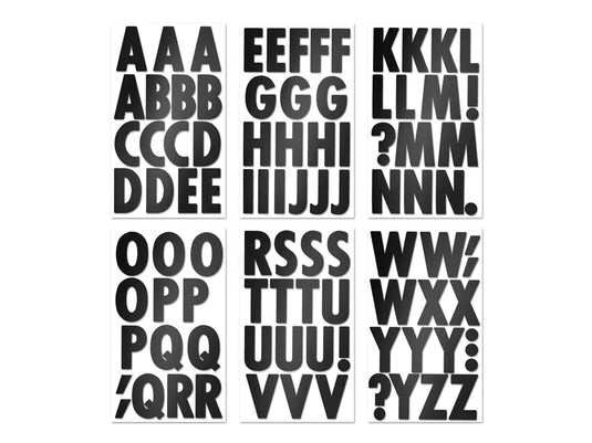 Paper Craft Sticker: 3" Letters 6 Sheets C) Large Caps Black Glossy