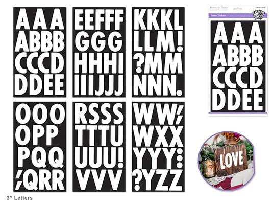 Paper Craft Sticker: 3" Letters 6 Sheets D) Large Caps White Glossy