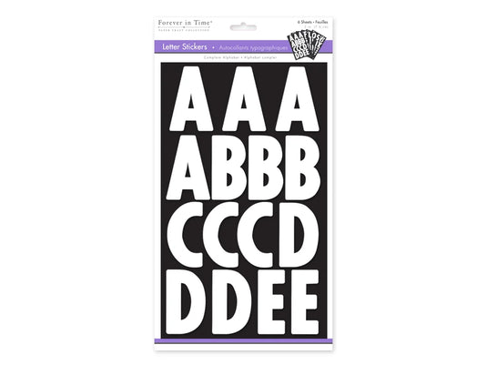 Paper Craft Sticker: 3" Letters 6 Sheets D) Large Caps White Glossy