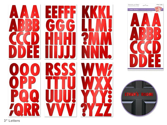Paper Craft Sticker: 3" Letters 6 Sheets E) Large Caps Red Metallic