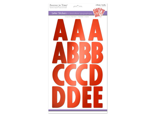 Paper Craft Sticker: 3" Letters 6 Sheets E) Large Caps Red Metallic