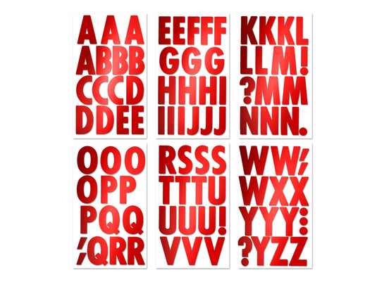 Paper Craft Sticker: 3" Letters 6 Sheets E) Large Caps Red Metallic