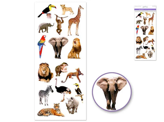 Paper Craft Sticker: 5"x12" Classic Themes 'Clear' Photo Safe A) Safari