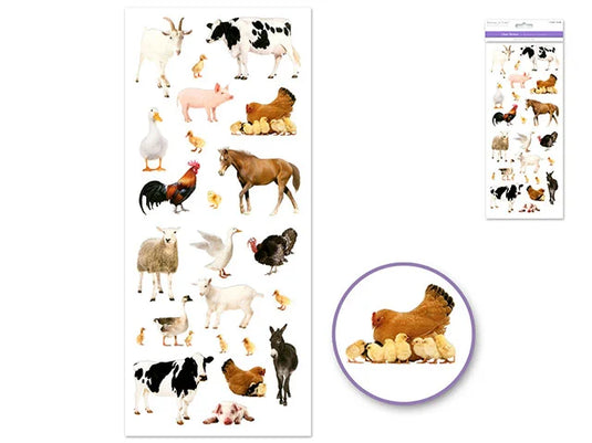 Paper Craft Sticker: 5"x12" Classic Themes 'Clear' Photo Safe C) Farm Animals