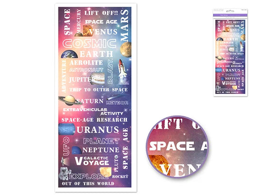 Paper Craft Sticker: 5"x12" Classic Themes 'Clear' Photo Safe N) Outer Space