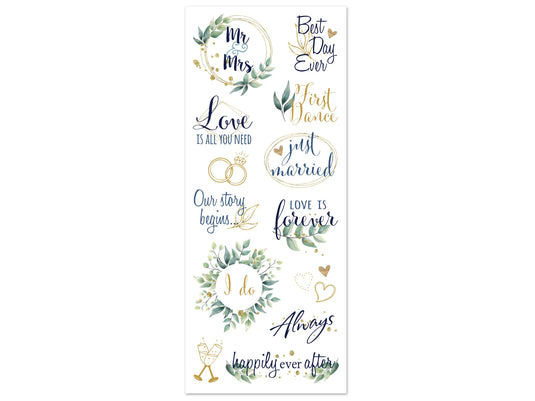 Paper Craft Sticker: 5"x12" Classic Themes 'Clear' Photo Safe J) Mr. & Mrs.