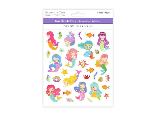 Paper Craft Stickers: 6"x6.5" Dazzle Effects F) Mermaid Tale