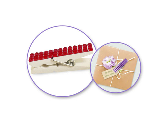 Paper Craft Emb: 1.8" Wood Deco Gemmed Clothespins x6 B) Bold