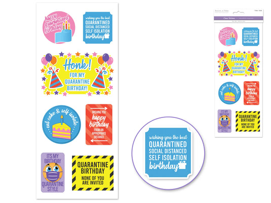 Paper Craft Sticker: 5"x12" Classic Themes 'Clear' Photo Safe P) Quarantine Birthday