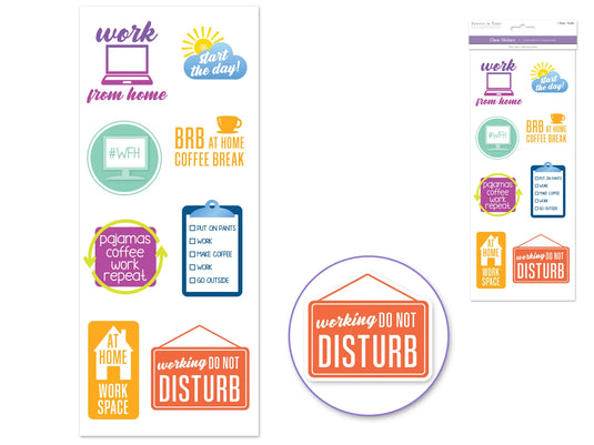 Paper Craft Sticker: 5"x12" Classic Themes 'Clear' Photo Safe Q) Work From Home