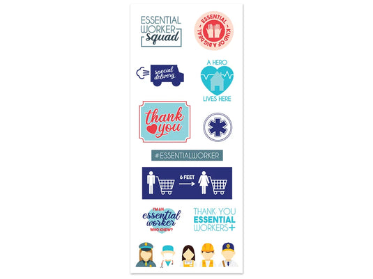 Paper Craft Sticker: 5"x12" Classic Themes 'Clear' Photo Safe R) Essential Workers