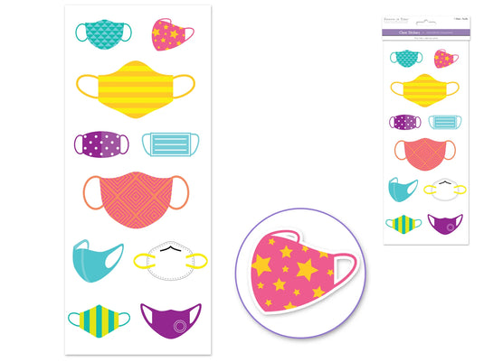 Paper Craft Sticker: 5"x12" Classic Themes 'Clear' Photo Safe S) Wear Your Mask
