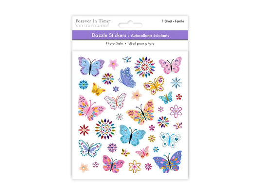Paper Craft Stickers: 6"x6.5" Dazzle Effects H) Butterfly Fling