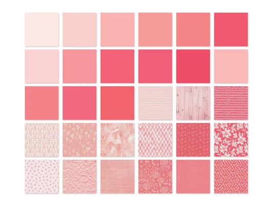 Paper Pad: 6"x6" Color Theme Stack Pad x30 (30 Designs) 100GSM C) Pink