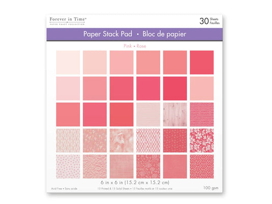 Paper Pad: 6"x6" Color Theme Stack Pad x30 (30 Designs) 100GSM C) Pink