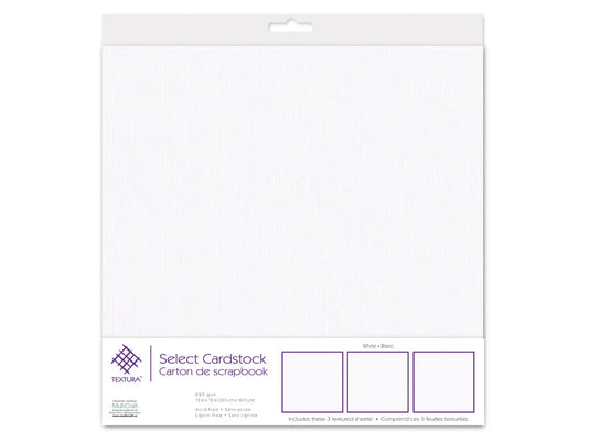 Scrapbook Paper: 12"x12" Textura Select Cardstock Pre-Packaged E) White