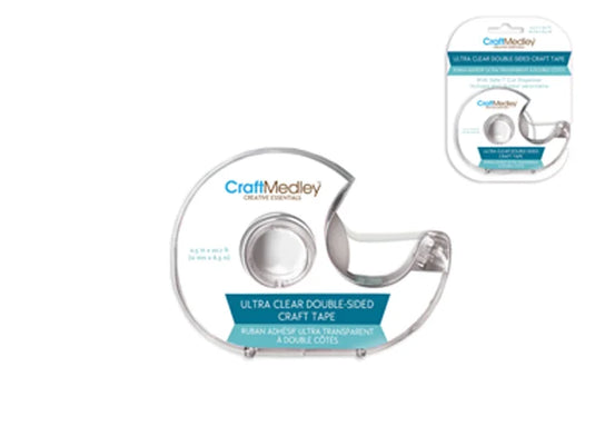 Craft Tape: 12mmx6.3m Clear Double-Sided Perm Safe-T Cut Dispenser