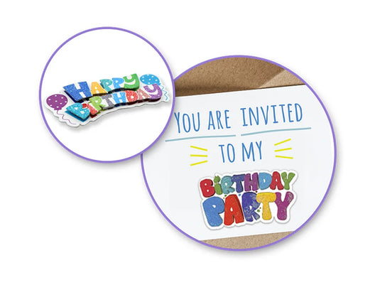 Handmade Sticker: 3D Glitter Cardstock Elements 250gsm G) Happy Birthday